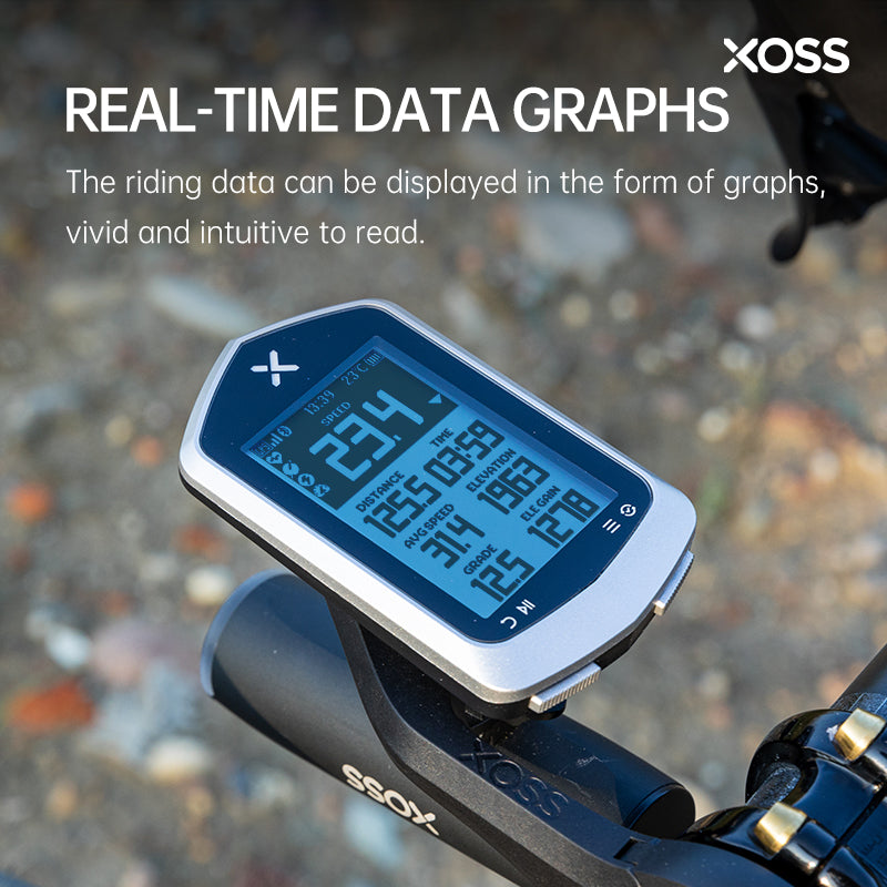 fahrradhelm gps XOSS XOSS NAV Plus Bike Computer 2.4 Inch Wireless Cycling Speedometer GPS Navigation Map Waterproof Bluetooth ANT+ IPX7 Waterproof Cadence Speed