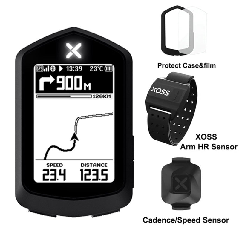 NAV navigation bike computer & case  & armband heart rate sensor & Vortex candence/speed sensor - XOSS.CO