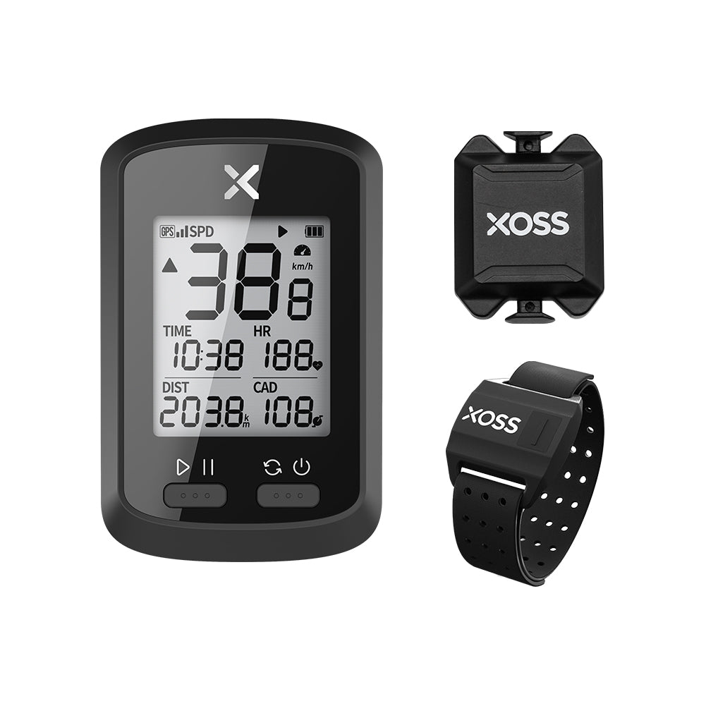XOSS G+ GPS Bike Computer combo, with optional cadance and heart rate sensor