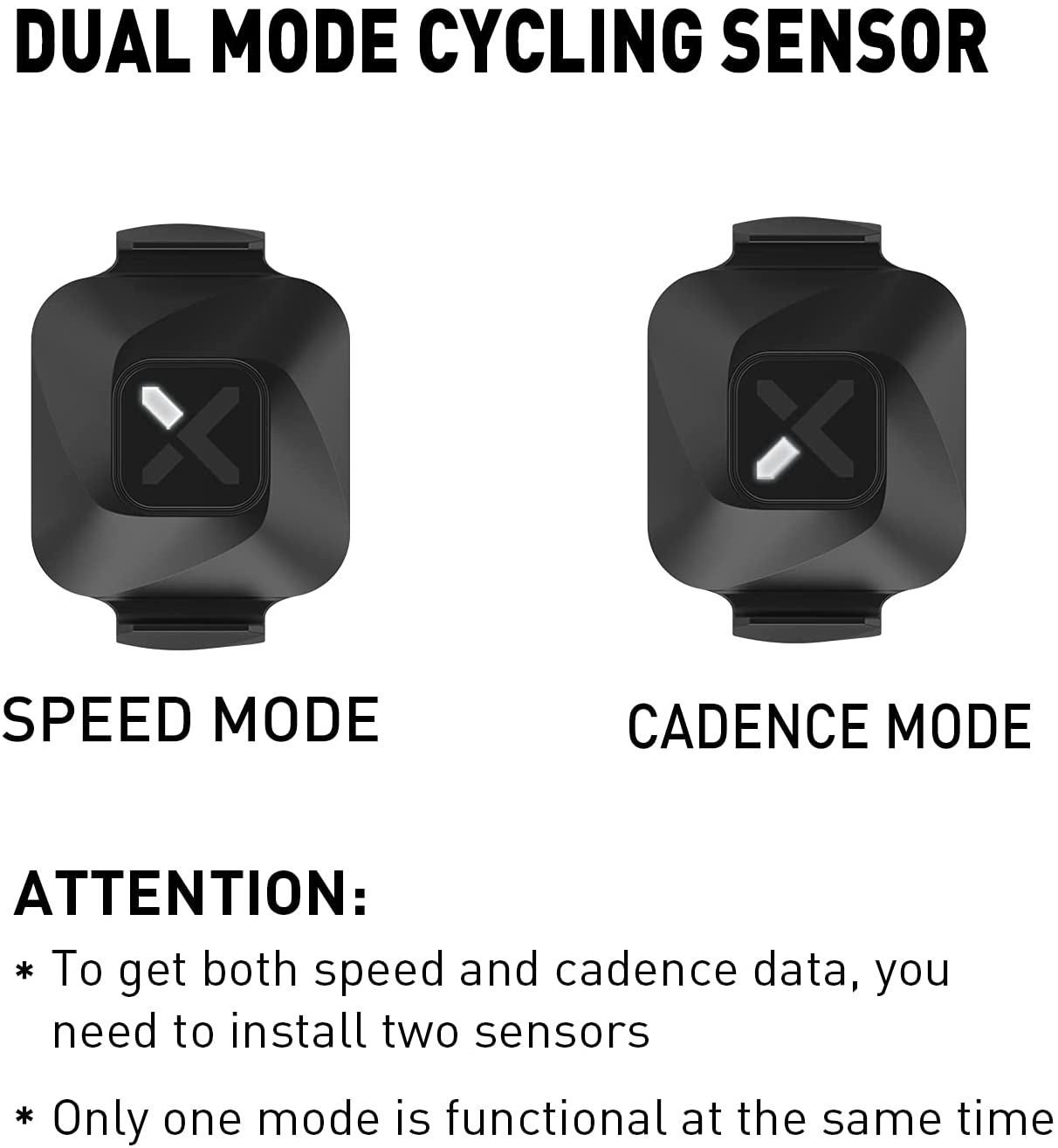 XOSS Bike Cadence and Speed Sensor Vortex Wireless IPX7 Waterproof - 300 Hours Dual Modes Bike Sensor ANT+/Bluetooth 4.0 Compatible for Cycling Computer - XOSS.CO